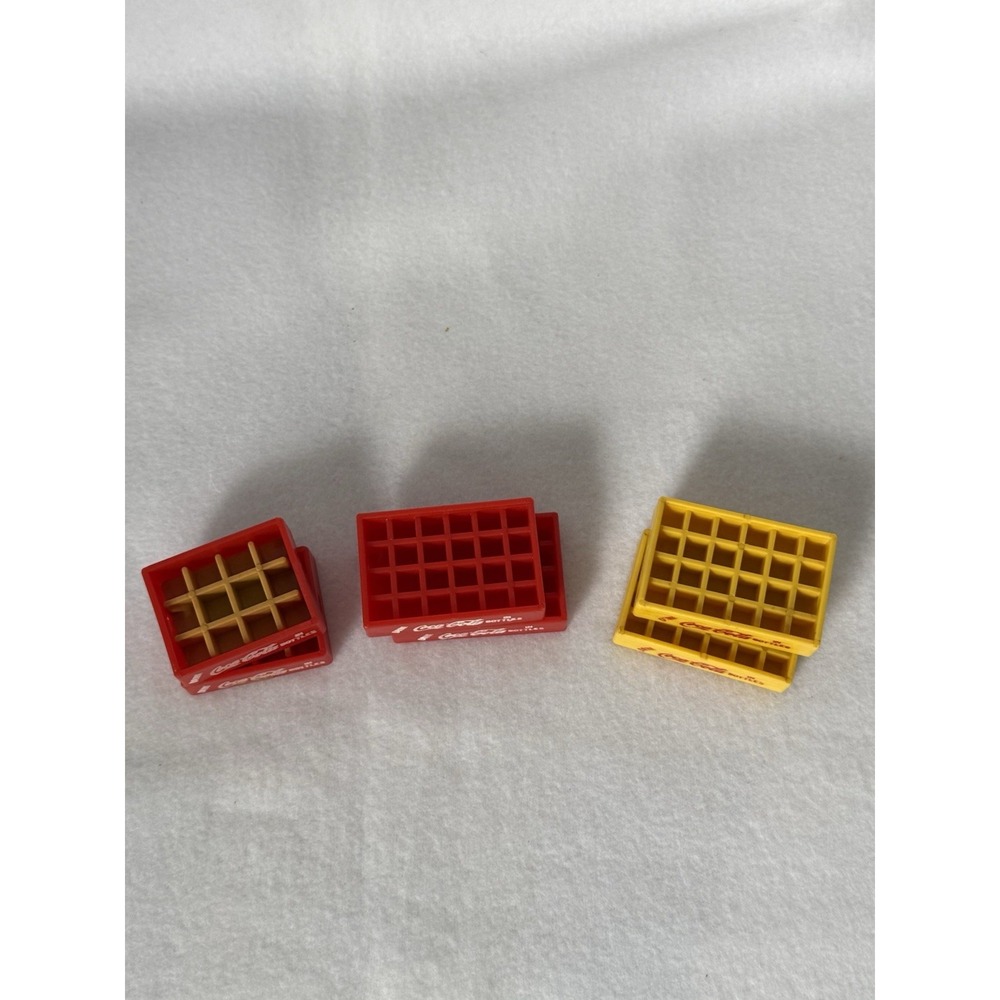 Lot of 6 Mini Coca Cola Crates Red Yellow Plastic Bottle Case Vintage trinkets - Picture 2 of 3